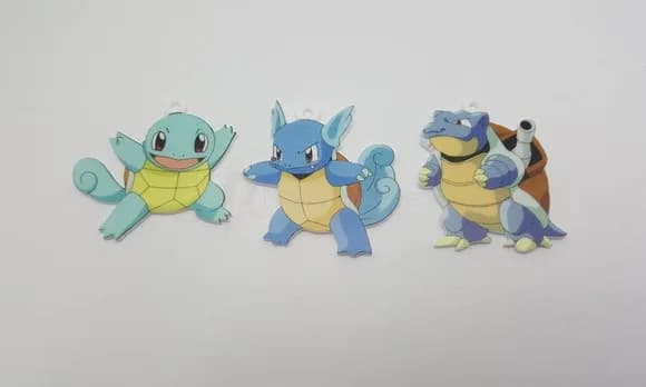 Kit Pingentes Pokémon Evolução Squirtle em Acrílico UV 3 Und