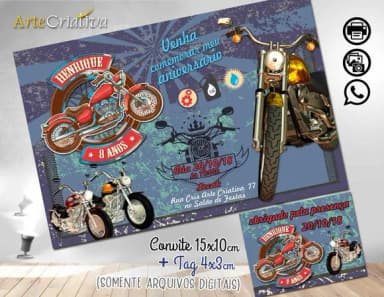 CONVITE DIGITAL C/TAG Moto Vintage Retro