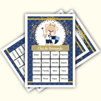 Bingo Chá de Bebê Menino Pdf Para Imprimir