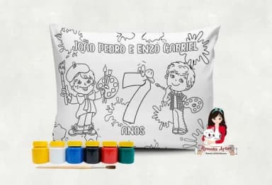 Almofada com Tinta para Colorir Pintando o Sete