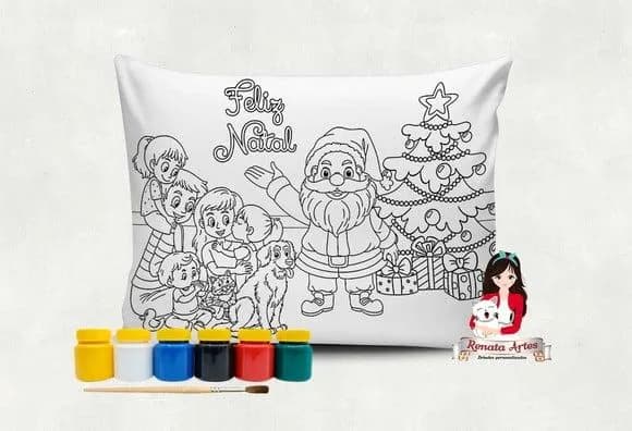 Almofada com Tinta para Colorir Natal 2025