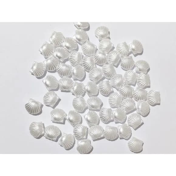 Concha Branco Abs com Furo Passante 10mm Pacotes 50 Unidades