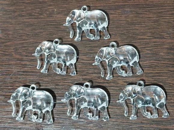 Pingente Elefante Acrílico 26mm Pacote com 15 Unidades