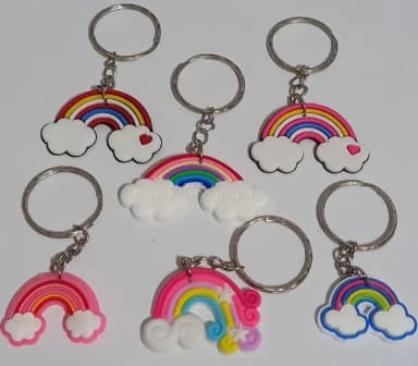 Chaveiros Arco Iris Variados de Borracha - Pct C/20 Unidades