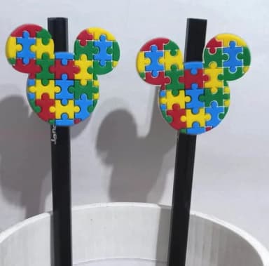 Lápis com Ponteira Autismo Modelo Mickey - 6 Unidades