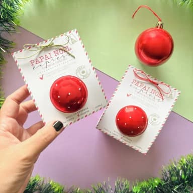 Caixa Personalizada de Natal + Bola Acrílica com Foto e Laço