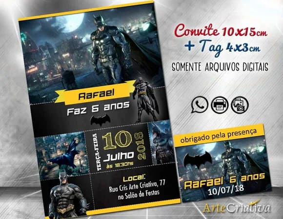 CONVITE DIGITAL C/TAG Batman chalk
