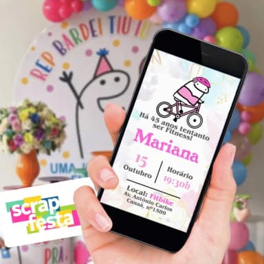 Convite Arte Digital Personalizado Festa Flork Bike