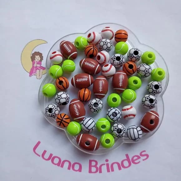 Bolinha Esporte Acrilica Passante 12mm Pct 30 Unidades