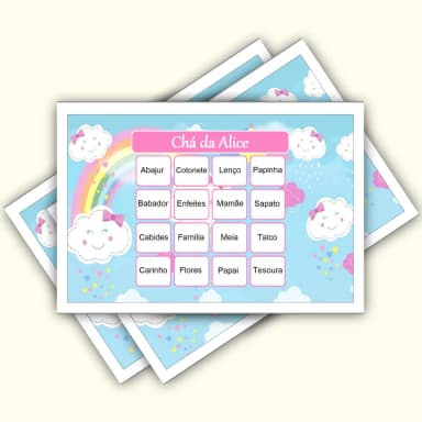 Bingo Chá de Bebê Menina Pdf Para Imprimir