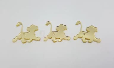 Pingente do Rei Leão em Acrílico Espelhado de 3cm- 6 Peças