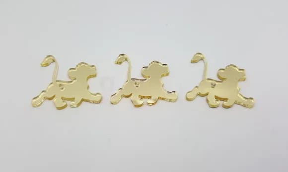 Pingente do Rei Leão em Acrílico Espelhado de 3cm- 6 Peças