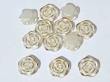 Rosa Perolada com Dourado 2,5cm Furo Passante - 12 Unidades