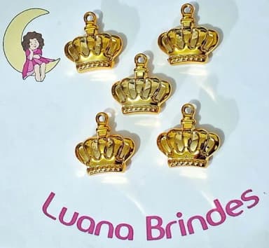 Pingente Coroa Abs Dourada 3cm Pacotes com 10 Unidades