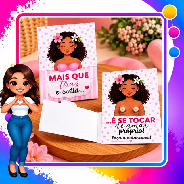 Lembrancinha Outubro Rosa – Cartão Interativo para Autoexame e Conscientização