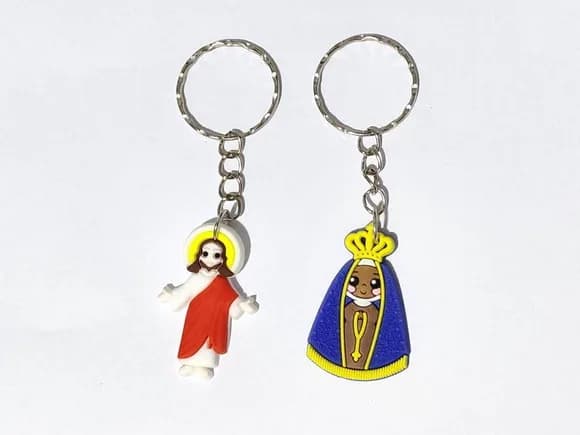 Chaveiro N.s.r Aparecida e Jesus Cristo Pacote com 6 Unidade