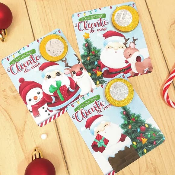 Card com Moeda de Chocolate Natal