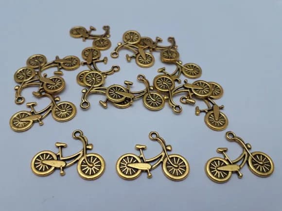 Pingente Bicicleta Dourado - Pacote com 10 Unidades