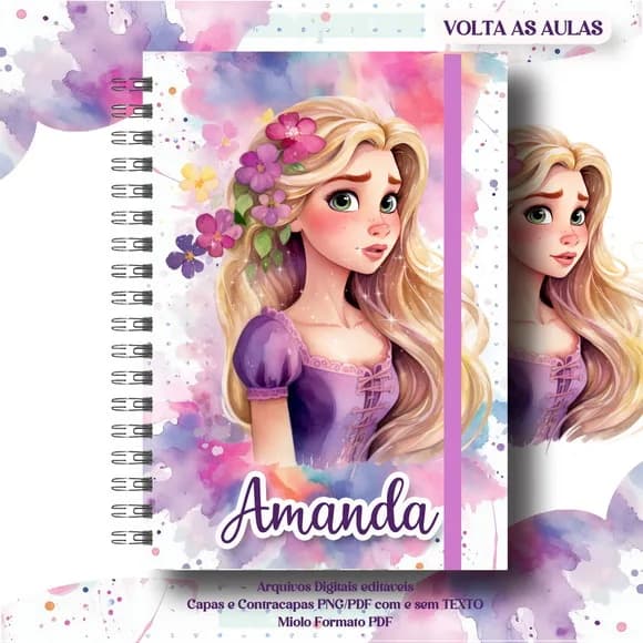 Caderno ou Agenda Personalizada Rapunzel