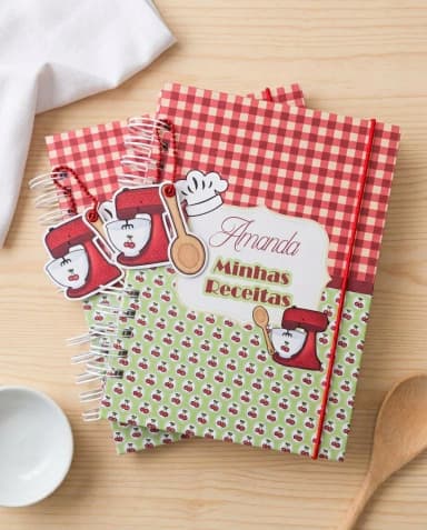 Caderno de Receitas Personaliz + Divisórias + Acessórios