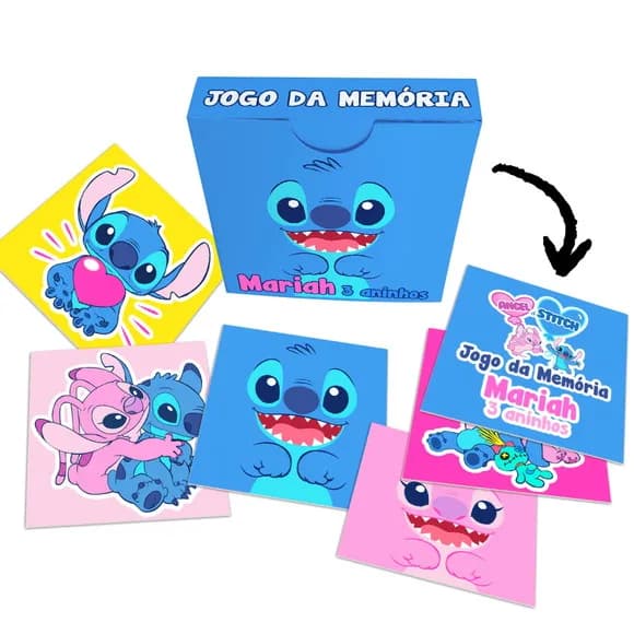 Jogo da Memória Lembrancinha Stitch e Angel Rosa