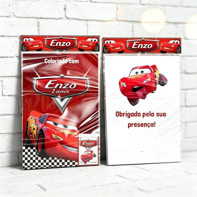 Kit Colorir Revista  Giz de cera  Personalizado Carros Dinsey