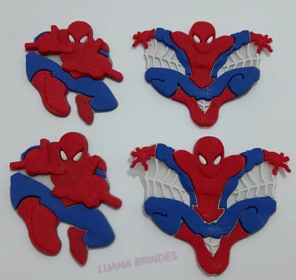 Aplique Homem Aranha Variados de Borracha - Pct C/6 Unid
