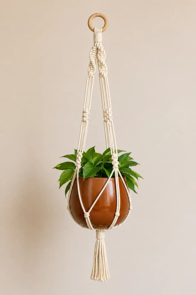 Suporte para Plantas em Macramê Feito à Mão | Decoração Boho para Casa
