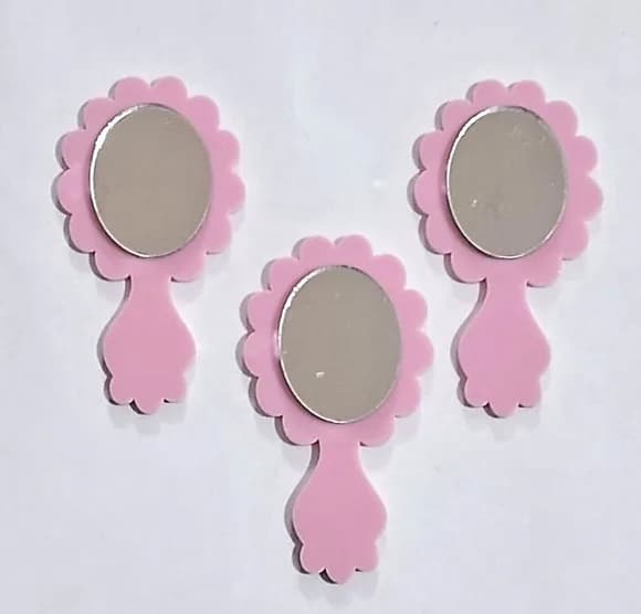Espelho Princesa Rosa de Acrílico 5,5cm-6 Unidades