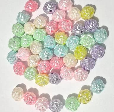 Pérola Flor Colorida 12mm - Pct com 50 Unidades