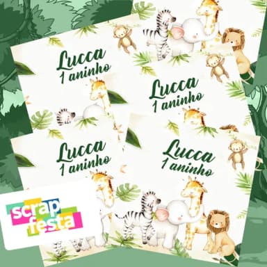 Adesivo Personalizado Quadrado 10x10 Safari Aquarela