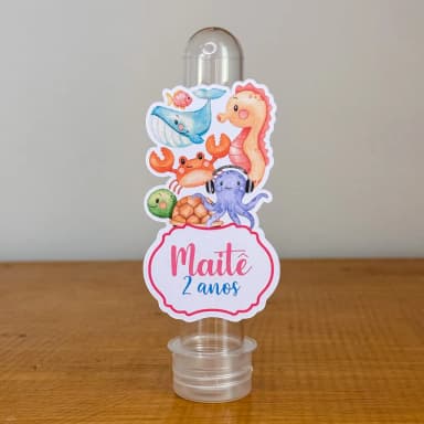 Apliques para Tubetes Personalizados FUNDO DO MAR ROSA - Decoração de Festa | Lembrancinhas | Aniversário | Personalizados
