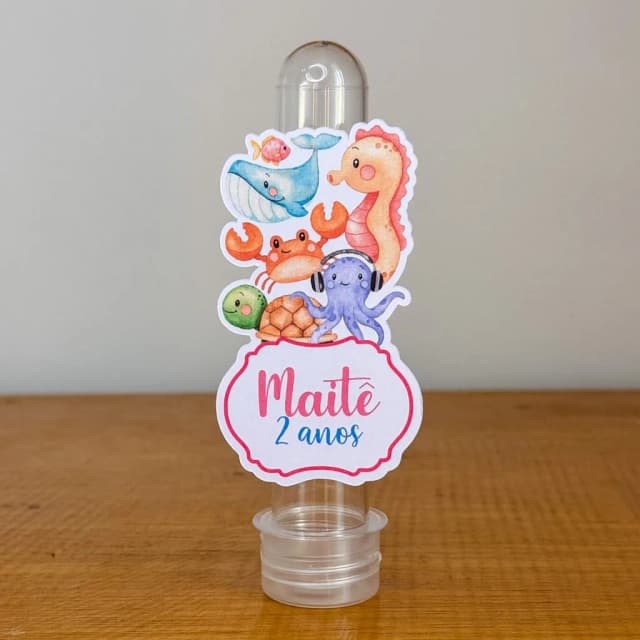 Apliques para Tubetes Personalizados FUNDO DO MAR ROSA - Decoração de Festa | Lembrancinhas | Aniversário | Personalizados