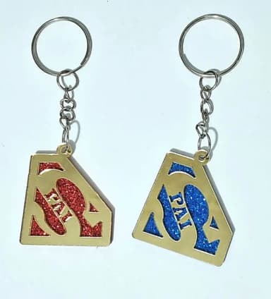 Chaveiro Superman Pai Acrilico Espelhado Pacotes C/10 Peças