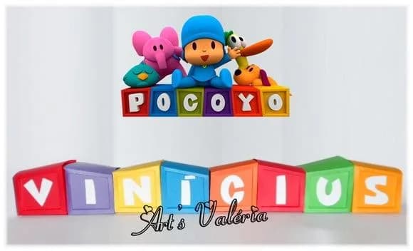 Caixa Cubo Torto com Letra Pocoyo - Cada Letra - 7cm