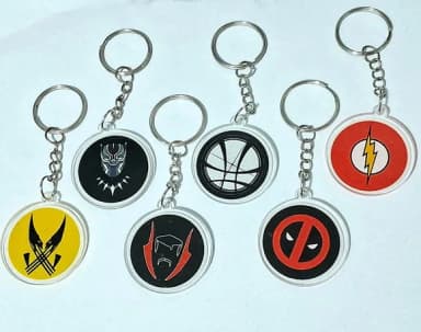 Chaveiro Símbolos Heróis Marvel Acrílico Pct C/6 Unidades