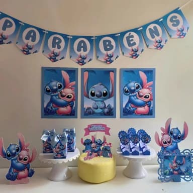 Kit Mesversário Stitch Personalizados - Só Um Bolinho