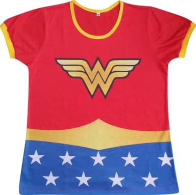 Blusa Adulto Fantasia Heroína das Estrelas Vermelha e Azul