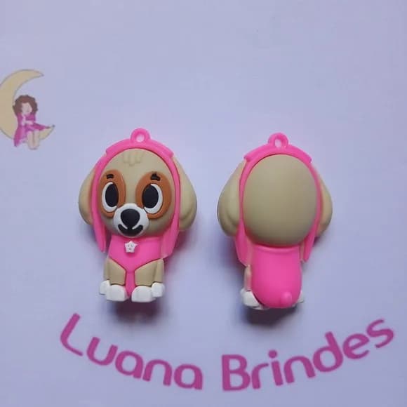 Pingente Patrulha Skye Emborrachado 5cm Pct 2 Unidades