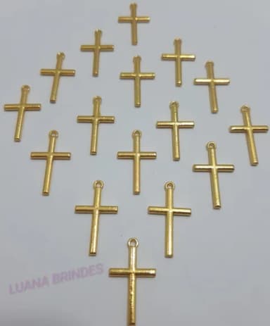 Pingente Cruz De Metal Dourado - Pct 12 Unid