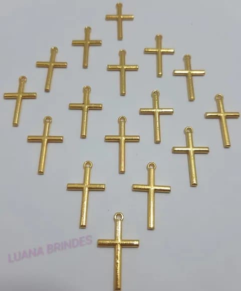 Pingente Cruz De Metal Dourado - Pct 12 Unid