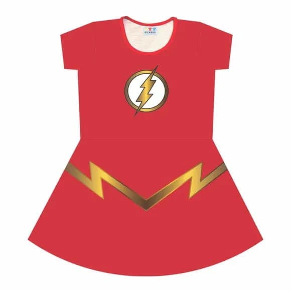 Vestido Infantil Fantasia Flash Feminino Temático