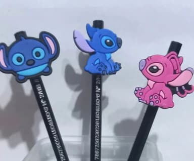 Lápis C/ponteira Stitch e Angel Emborrachado Pct C/25 Unidad