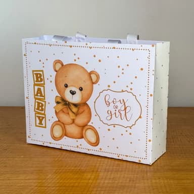 PEGUE E MONTE - Sacolinhas Personalizadas CHA DE BEBE URSINHO NEUTRO Decoração de Festa | Lembrancinhas | Aniversário | Personalizados