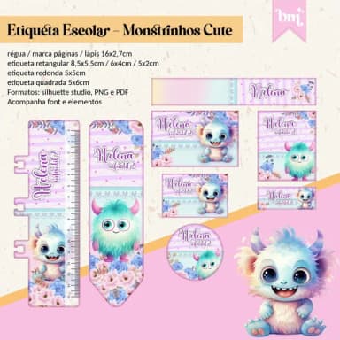 60 Etiquetas Monstrinho Cute