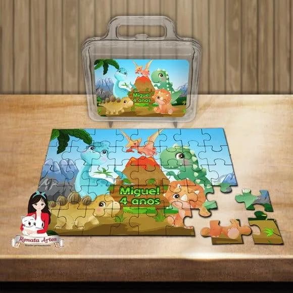 Quebra Cabeça Personalizado na Maleta Dinossauro Baby