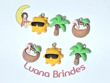 Pingente Tropical de Resina Pacote com 6 Unidades