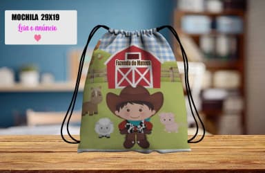 Mochilinha personalizada para lembrancinha Fazendinha