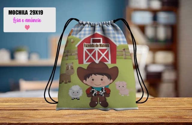 Mochilinha personalizada para lembrancinha Fazendinha