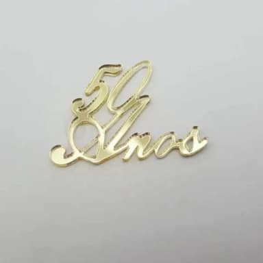 Plaquinha de 50 Anos em Acrílico Espelhado Dourado